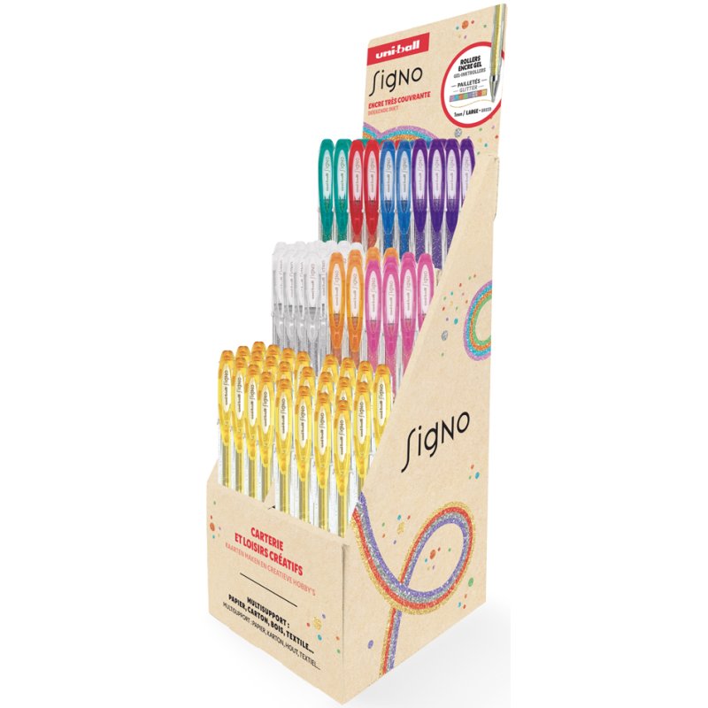 uni-ball gelpen SIGNO Glitter, glitter, 0,65 mm, 72 stuks display